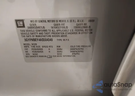 2010 Cadillac Srx Performance Collection z USA, uszkodzony, nr VIN 3GYFNBEY4AS504349